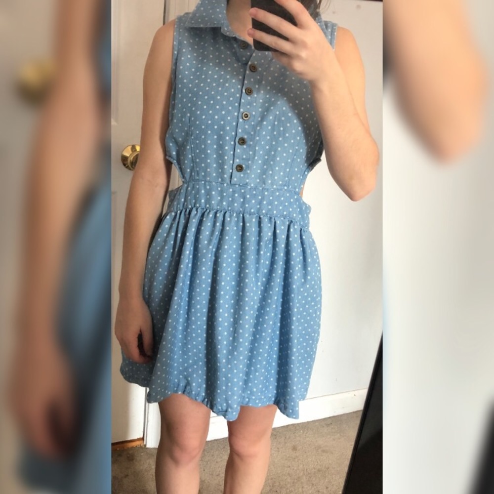 Blue polka dot dress